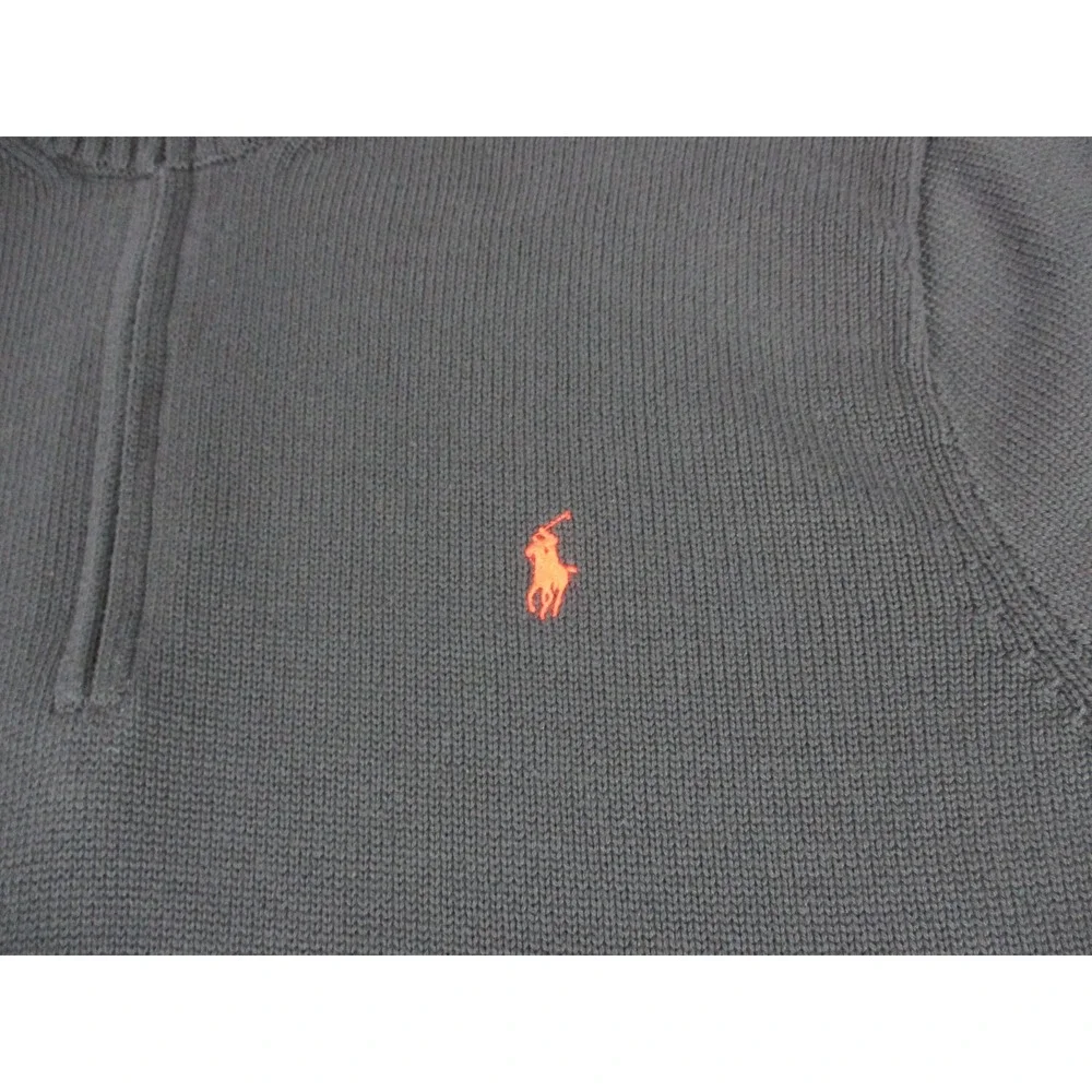 Polo Ralph Lauren Sweater Mens 4XL XXXXL Tall Black 1/4 Zip Mock Neck Pony